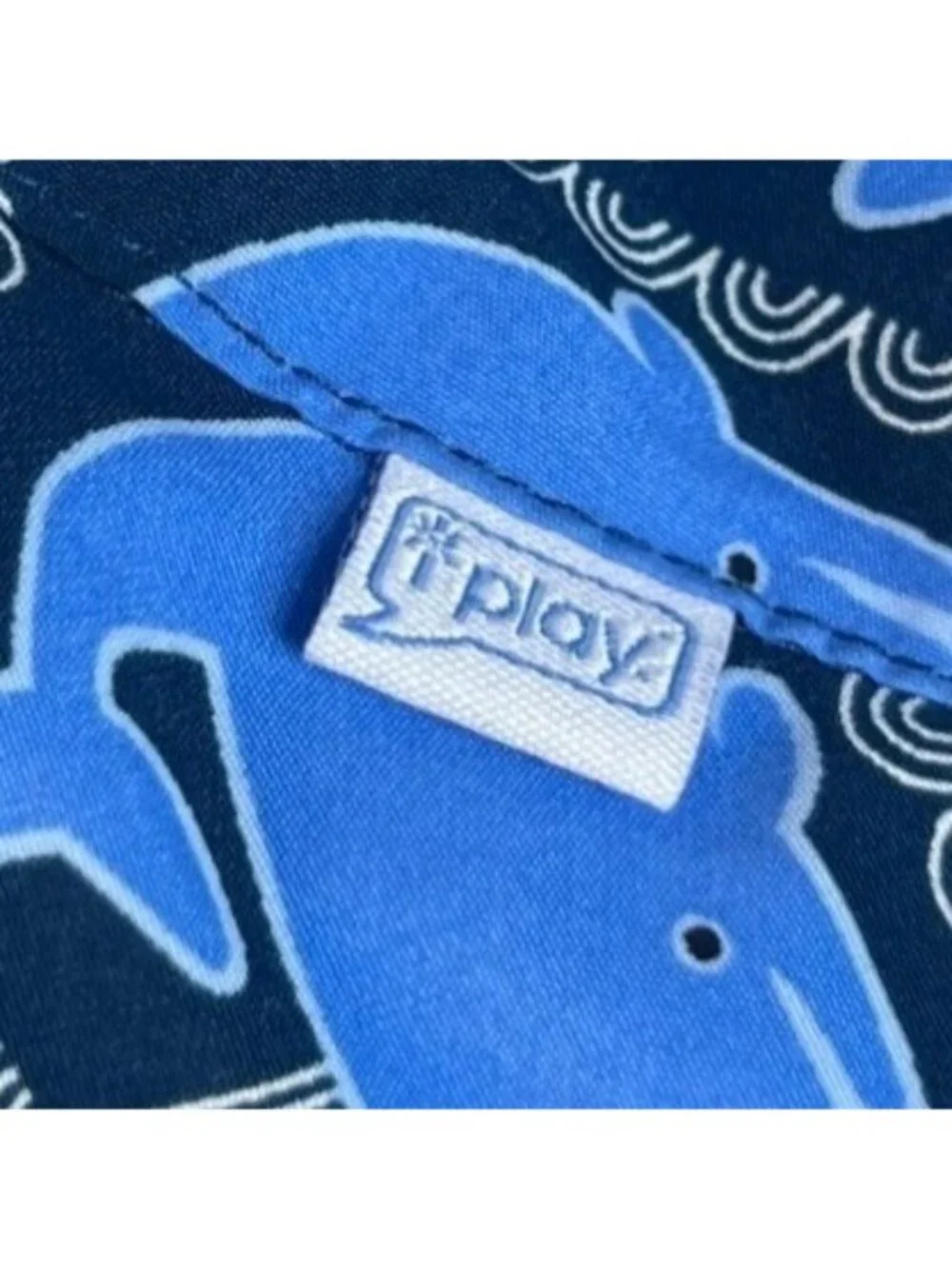 I Play Whale Print Bucket Hat‎ Baby Size Blue Chin Strap
